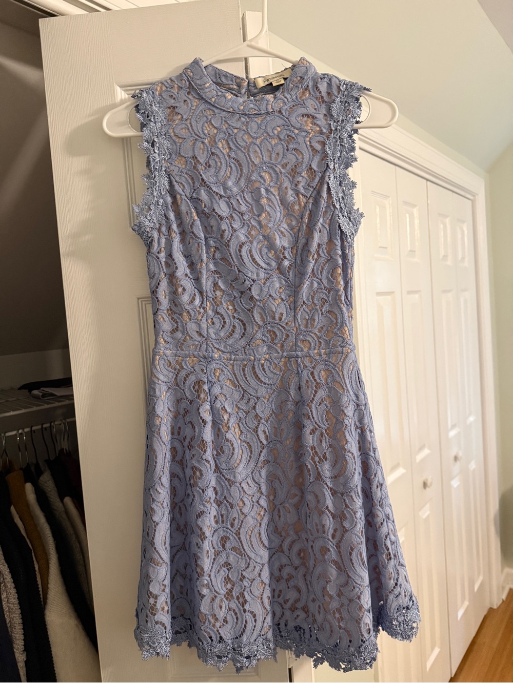 Francesca's Collections Sleeveless Lace Dress in Light Blue